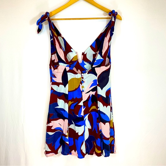 Free People Floral tank mini dress/long shirt, size Small - Picture 6 of 15